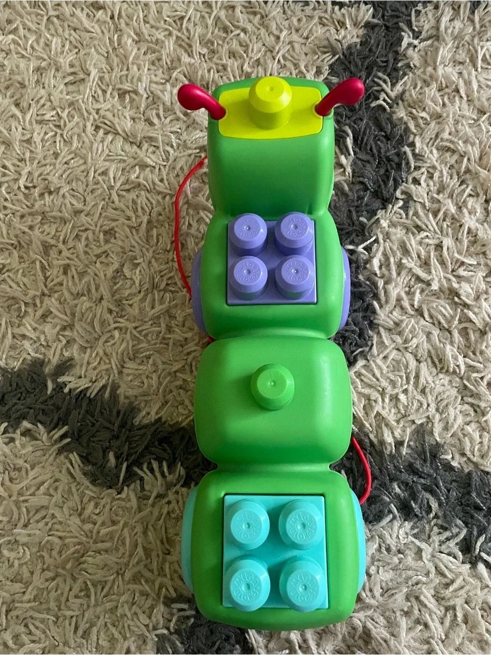 Mega Bloks Kids Pull-Along Stacking Caterpillar Toy - Green 14 Inch length